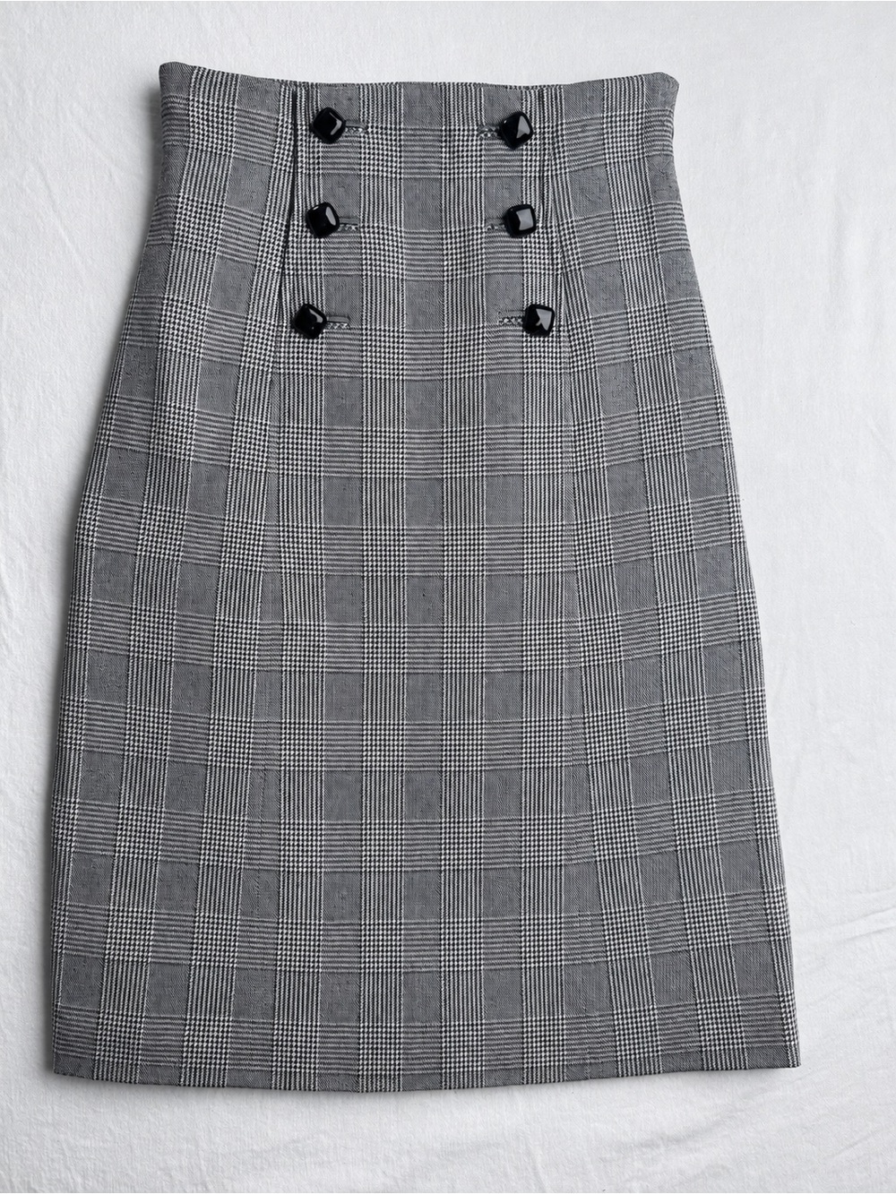 Banana Republic Grey Plaid Wool High Waist Skirt Dark Academia Librarian size 0